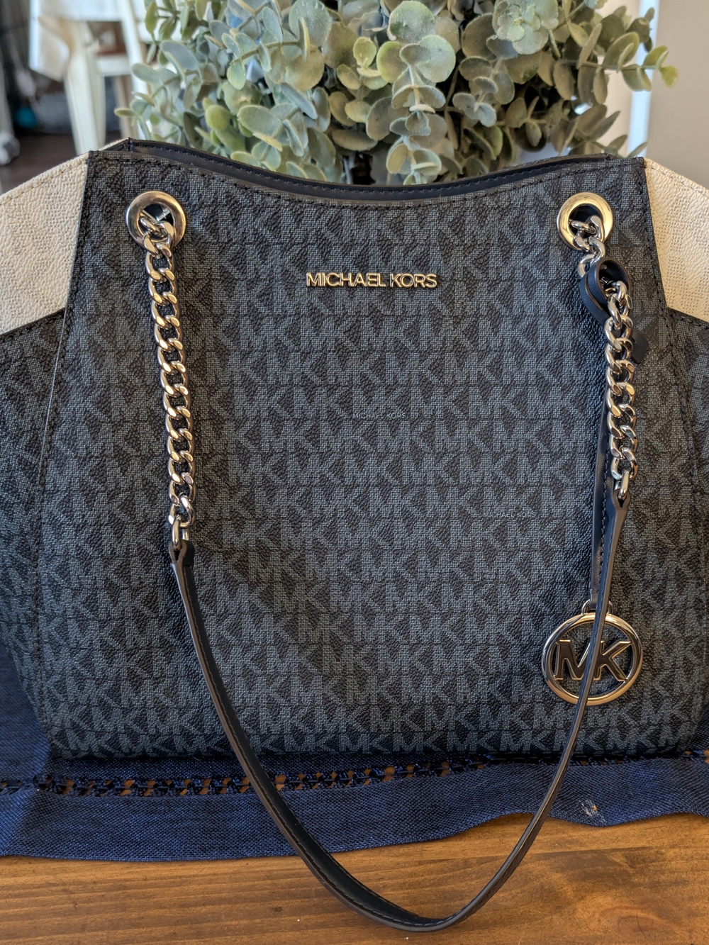 Blue And White Signature Tote Bag